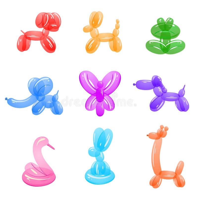 Palloni animali Gli animali del pallone di vettore per i bambini felici fanno festa isolato su fondo bianco royalty illustrazione gratis Palloni animali Gli animali del pallone di vettore per i bambini felici fanno festa isolato su fondo bianco royalty illustrazione gratis