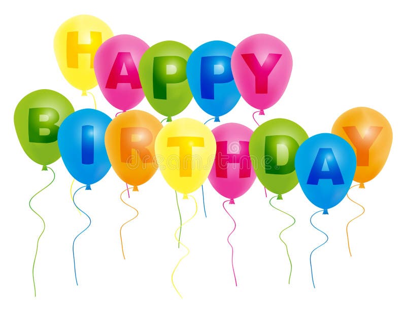 Palloni con con il segno di buon compleanno royalty illustrazione gratis Palloni con con il segno di buon compleanno royalty illustrazione gratis