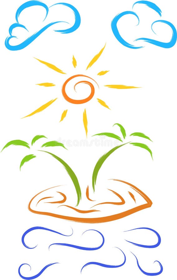 Palm island vector illustration