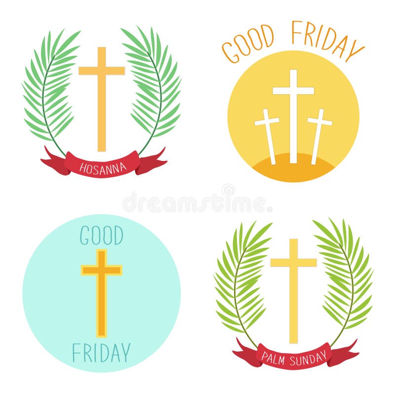 Palm Sunday and Good friday icons as religious holidays symbols royalty free illustration Palm Sunday and Good friday icons as religious holidays symbols royalty free illustration