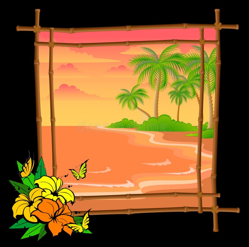 Palm tree in bamboo frame