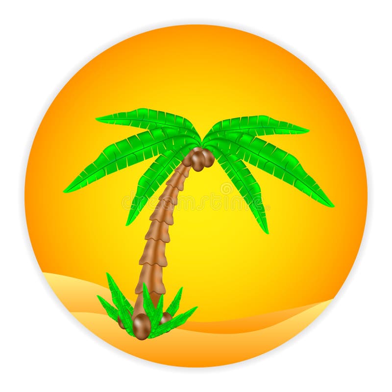 Palm tree button royalty free illustration