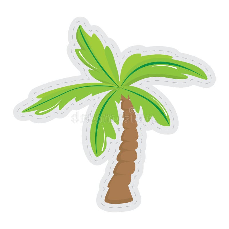 Palm Tree Icon Dotted Sticker Stock Vector Illustration of nature