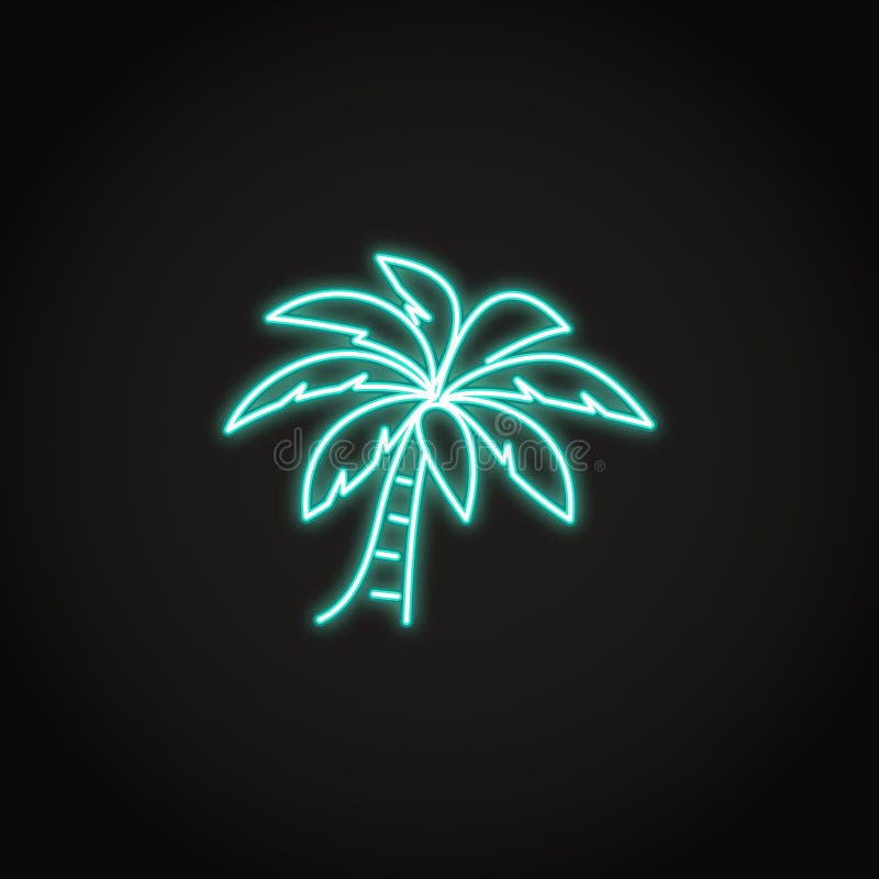 Palm Tree Icon In Glowing Neon Style Stock Vector Illustration Of Nature Contour