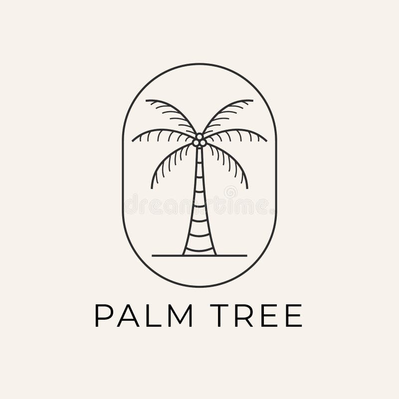 Palm Tree Line Art Logo Vector Symbol Illustration Design Stock Vector ...