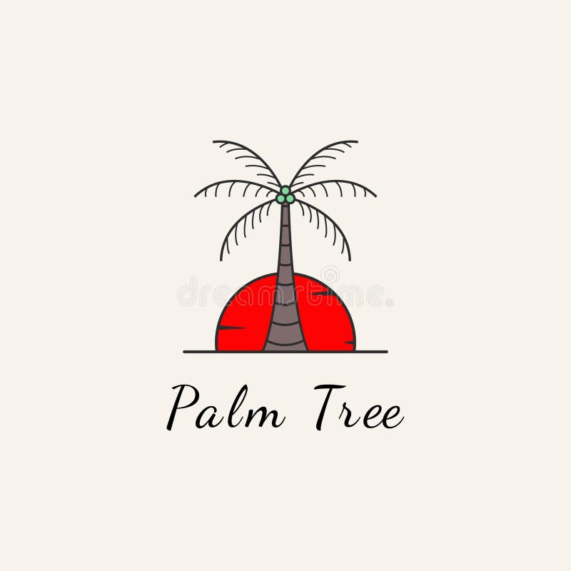 Palm Tree Line Art Logo Vector Symbol Illustration Design Stock Vector ...