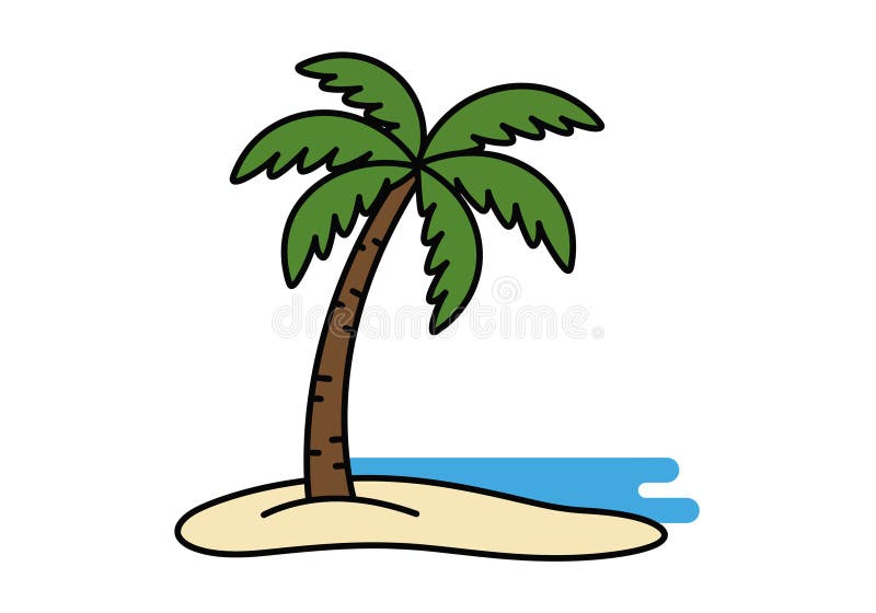 Palm tree and beach clip art stock photography