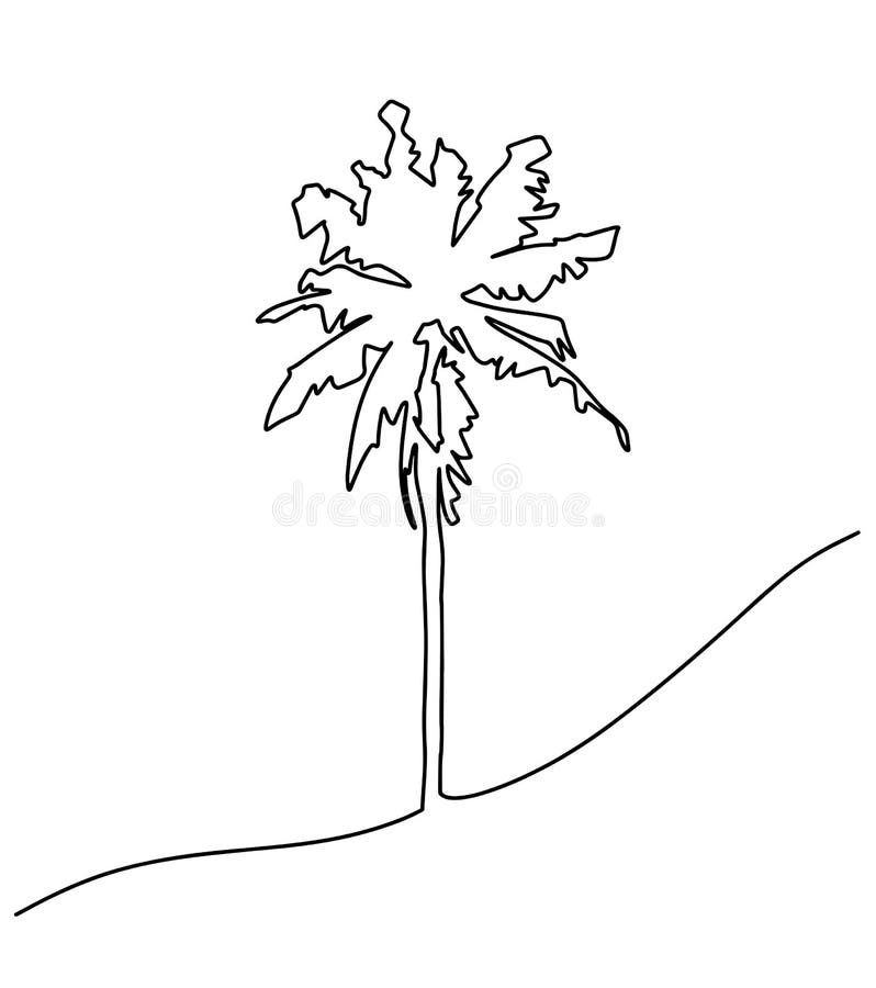 Palm Tree Single Line Drawing. One Line Tree Art for Tattoo or Logo Stock  Vector - Illustration of landscape, icon: 197992157