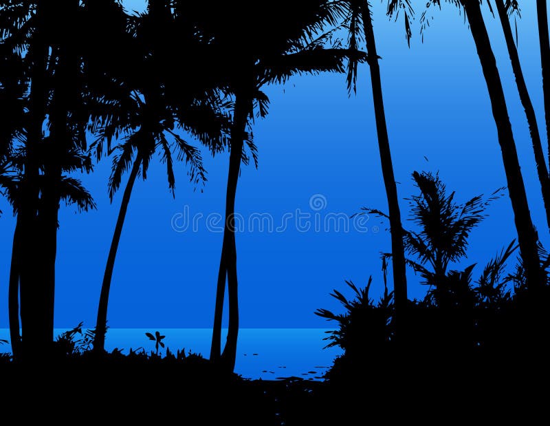 Palm trees on the beach. stock illustration