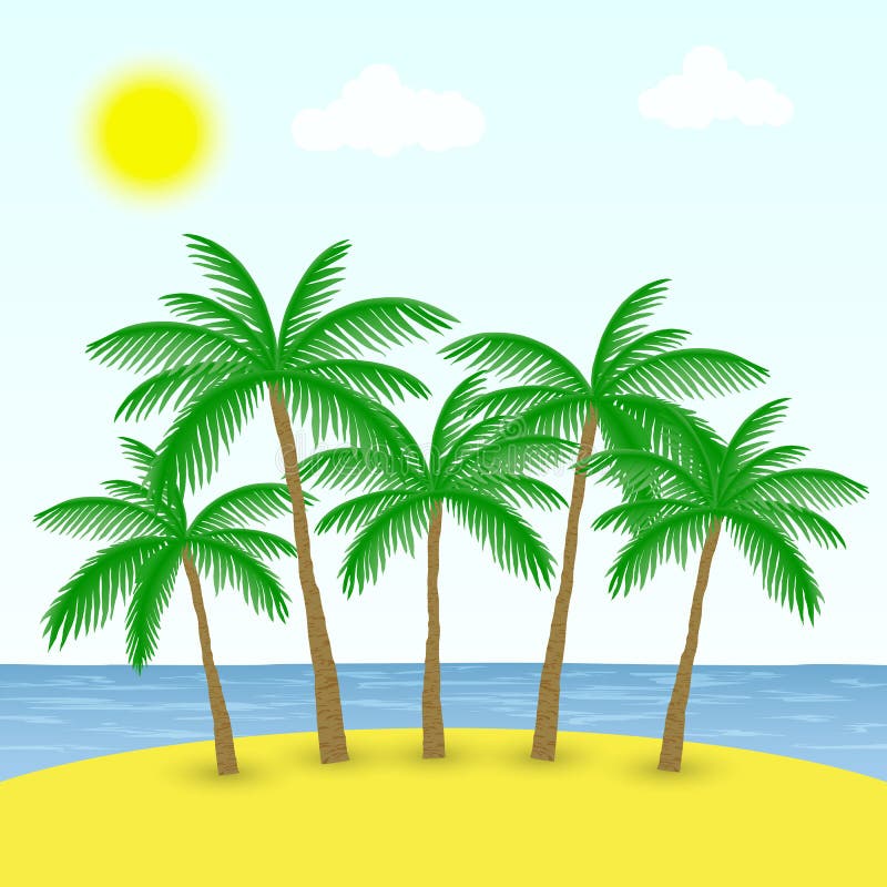 Palm trees on the beach stock vector. Illustration of design 67745357