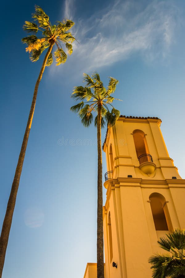 Palm Trees and Building in San Diego, California. Stock Image Image of clouds, buildings 50355467