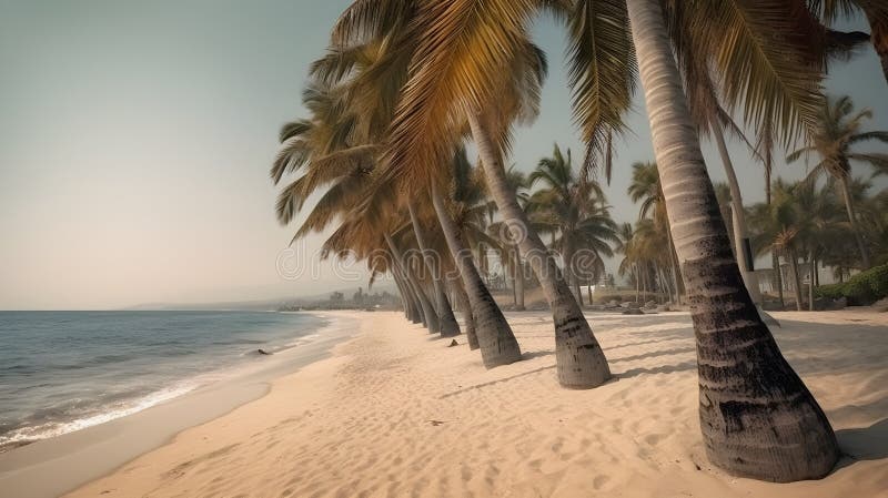Palm Trees Line a Pristine Sandy Beach, Inviting You To Soak Up the Sun