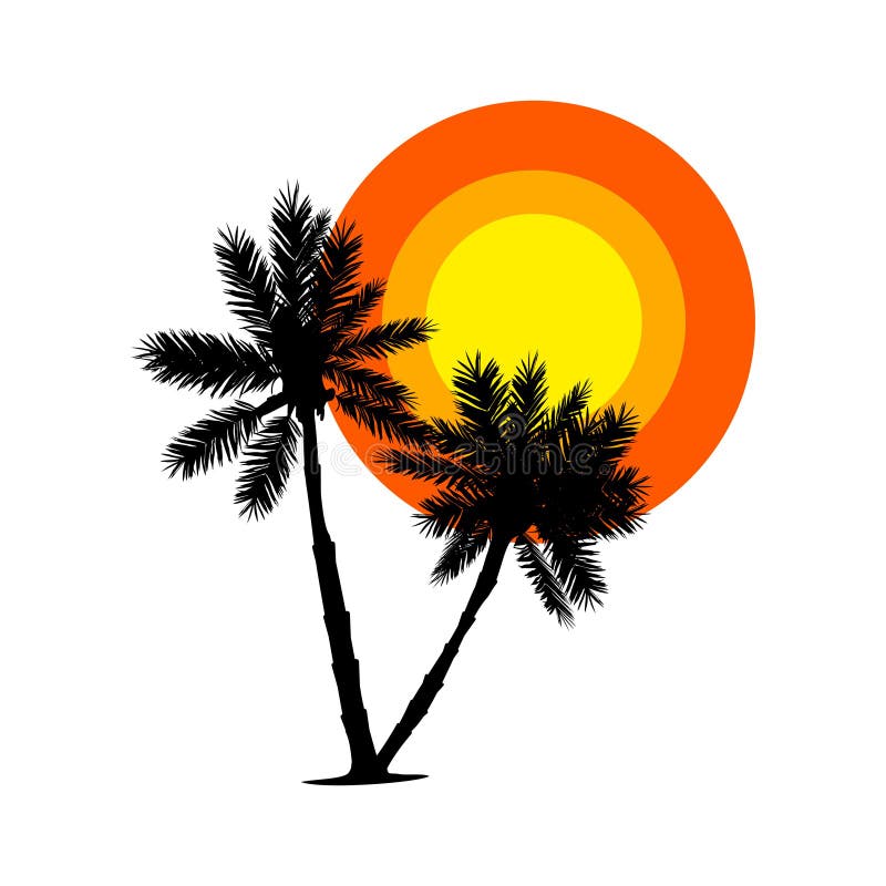 Palm Trees with Sun Isolated Stock Vector - Illustration of artistic ...