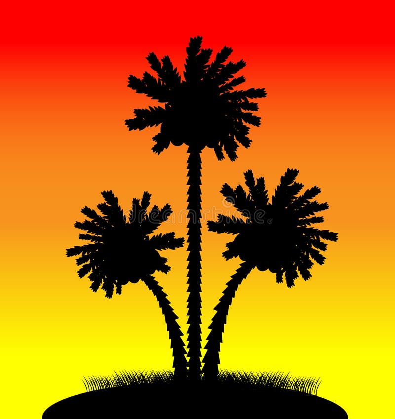 Palm trees at sunset stock illustration