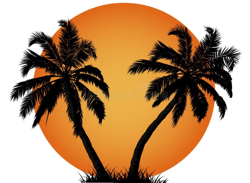 Palma contro il tramonto di estate illustrazione di stock Palma contro il tramonto di estate illustrazione di stock