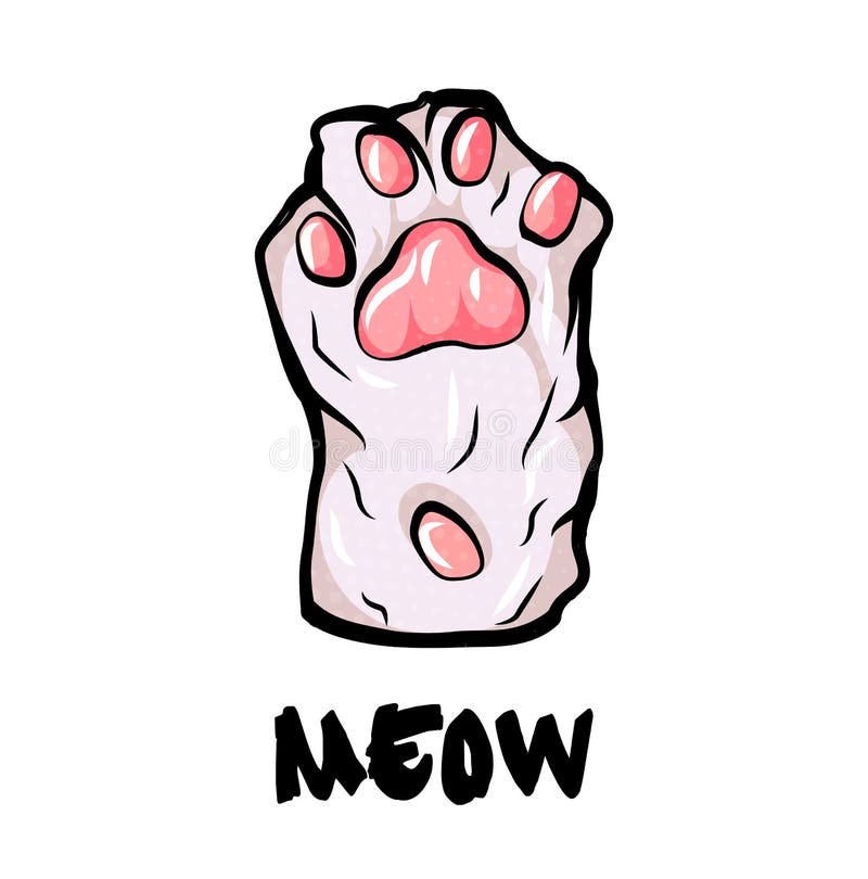 Palma da pata do gato, no fundo branco estilo simples do pop art dos desenhos animados ilustração royalty free Palma da pata do gato, no fundo branco estilo simples do pop art dos desenhos animados ilustração royalty free