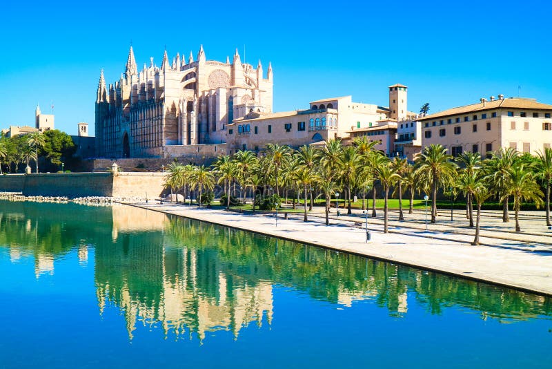 Palma de Mallorca, Spain. La Seu - the famous medieval gothic ca royalty free stock photos Palma de Mallorca, Spain. La Seu - the famous medieval gothic ca royalty free stock photos