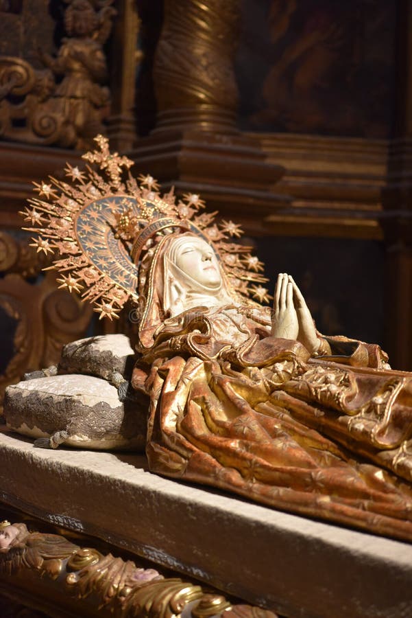 Palma de Mallorca, Spain - 10 Nov 2022: Religious statues on display in the Palma Seo Cathedral Basilica