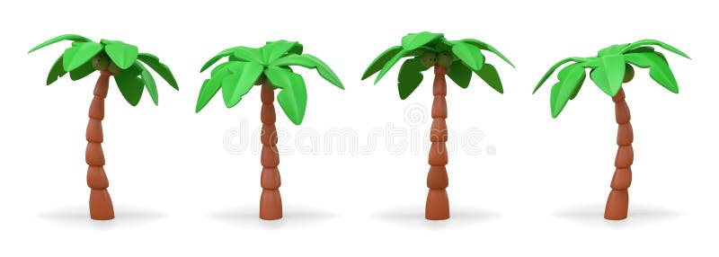 Palme 3d. plage de cocotiers été banane rendu pour des vacances heureuses. style de plasticité verte naturelle minimale. rendre illustration de vecteur