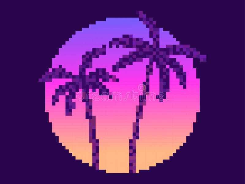 Pixel Art 80s Pôr Do Sol 8 Bits Energia Solar E Estilo Retrowave