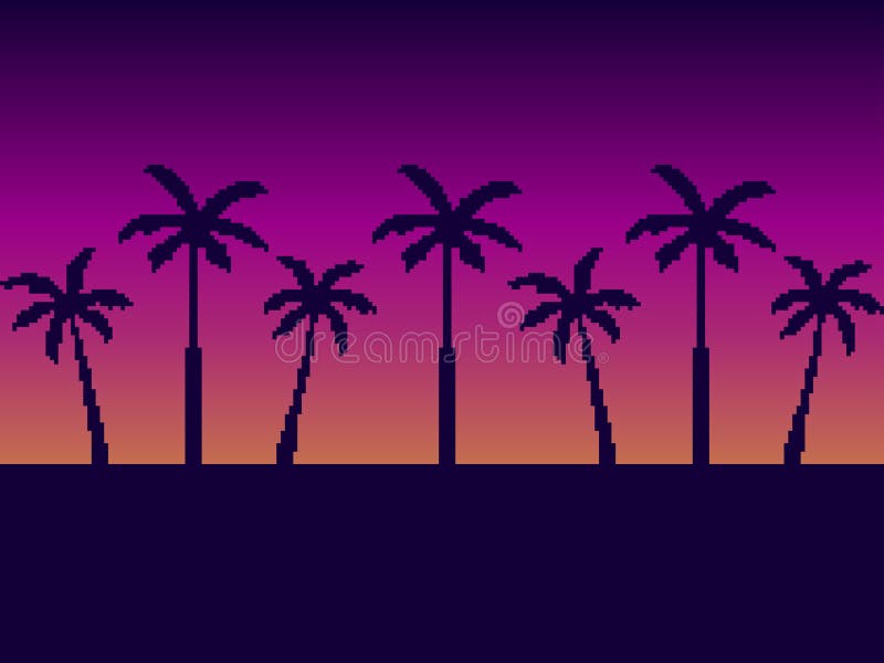 Pixel Art 80s Pôr Do Sol 8 Bits Energia Solar E Estilo Retrowave