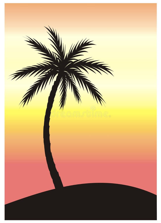Palmera en la puesta del sol ilustración del vector Palmera en la puesta del sol ilustración del vector