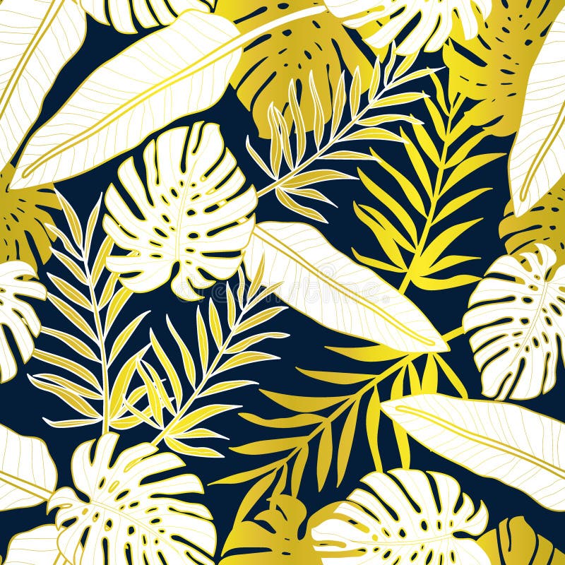 Palmettes tropicales, fond floral de mod?le de vecteur sans couture de feuille de jungle illustration stock Palmettes tropicales, fond floral de mod?le de vecteur sans couture de feuille de jungle illustration stock