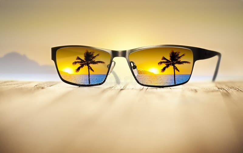 Palmier tropical de vacances de voyage de lunettes de soleil photographie stock libre de droits Palmier tropical de vacances de voyage de lunettes de soleil photographie stock libre de droits