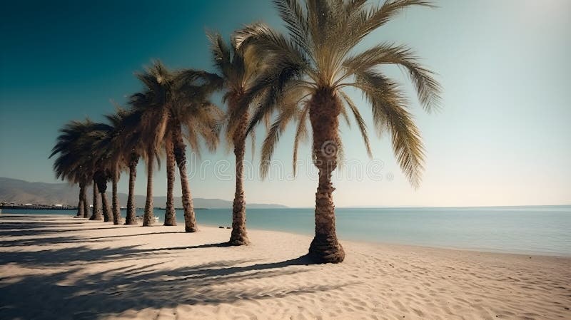 Palmiers et plage de sable en parfaite harmonie avec la nature illustration libre de droits