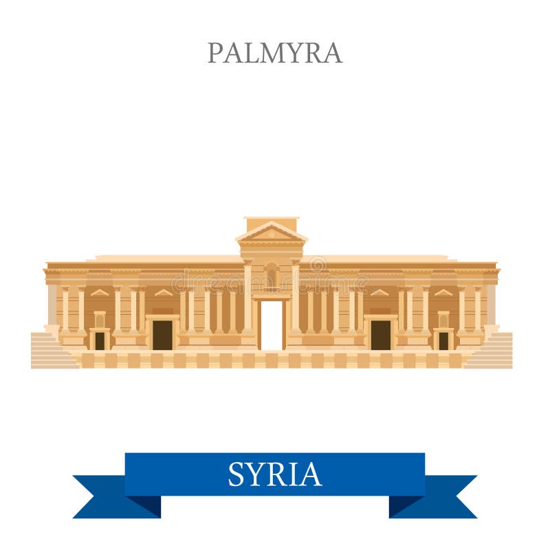 Palmira in punti di riferimento piani dell'Asia di viaggio dell'attrazione di vettore della Siria