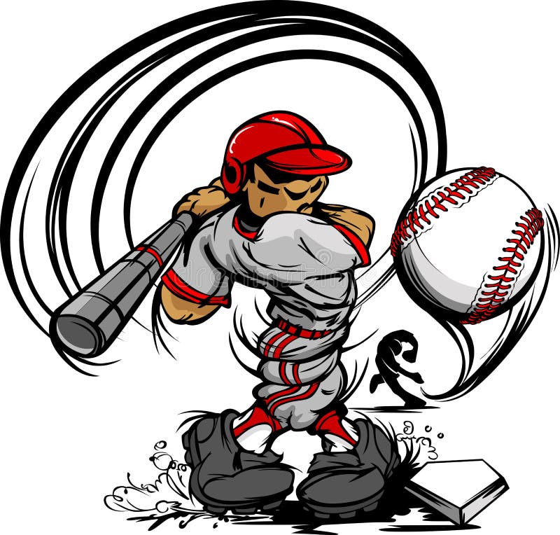 Palo de balanceo de la historieta del jugador de béisbol stock de ilustración Palo de balanceo de la historieta del jugador de béisbol stock de ilustración