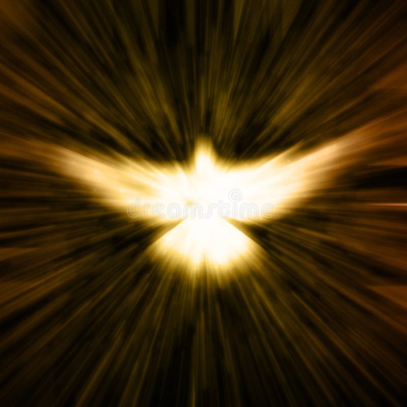 A glowing image of a Christian dove or holy spirit. A glowing image of a Christian dove or holy spirit