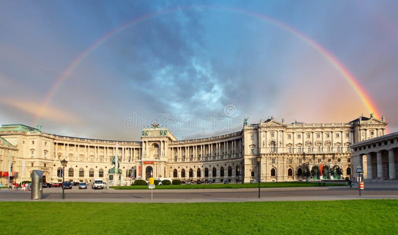 Palácio imperial de Viena Hofburg no dia, - Áustria imagens de stock Palácio imperial de Viena Hofburg no dia, - Áustria imagens de stock
