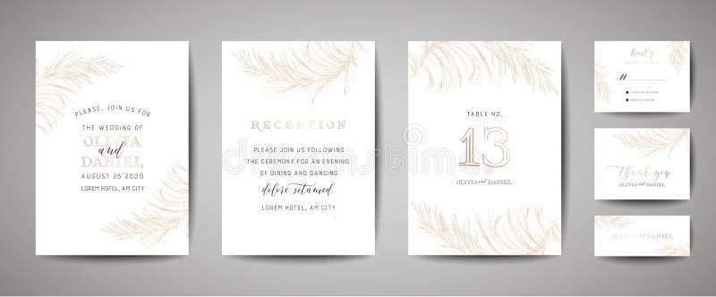 Watercolor gold frame of tropical pampas grass. Hand painted border of  exotic dry plant isolated on white background. Floral illustration for  design, print, fabric or background. Stock Illustration by ©Derbisheva  #474460532