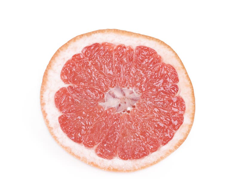 Pamplemousse juteux rouge d'isolement sur le blanc images stock