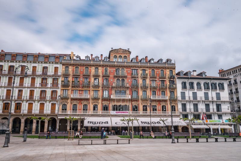 Nuevo Casino and Plaza del Castillo of Pamplona side image in which you can see the stock photo Nuevo Casino and Plaza del Castillo of Pamplona side image in which you can see the stock photo