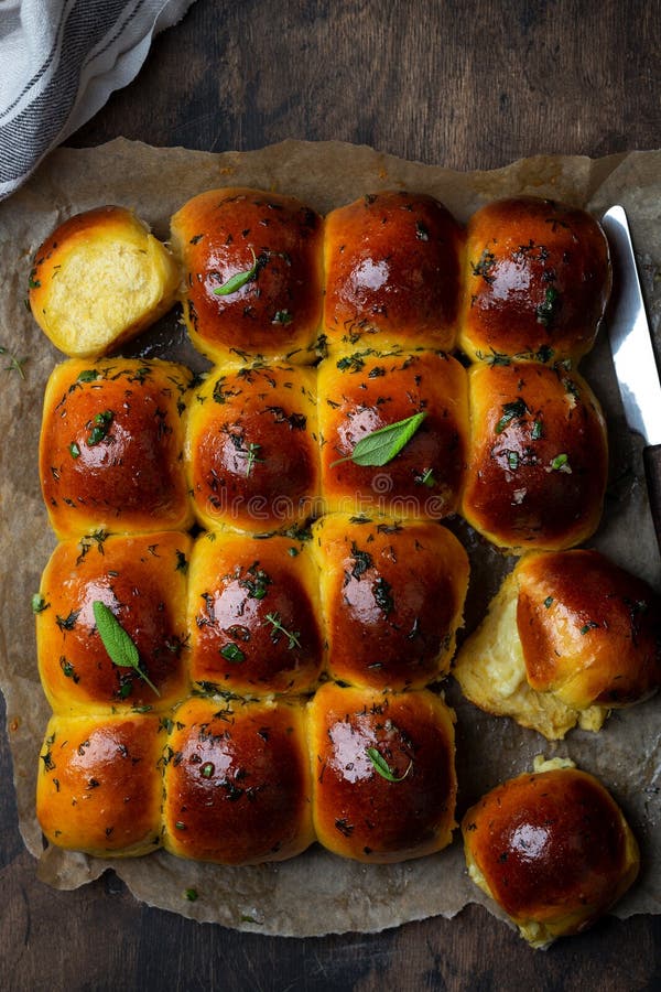 Pampushka Buns Stuffed with Mashed Potatoes and Cheese Stock Image ...