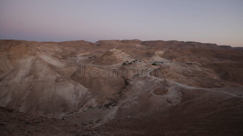 A Pan of Base camp looking down from the trail to Masada