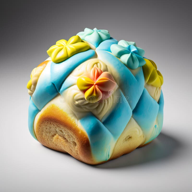 Pan de Pascua decorado con crema colorida stock de ilustración