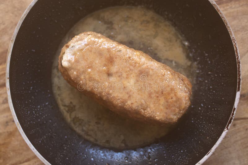 Panfried beef meatloaf stock image. Image of making 271303727