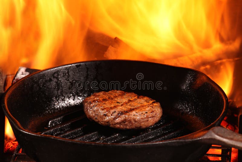 Pan Fried Burger stock image. Image of fire, flame, dinner 28700467