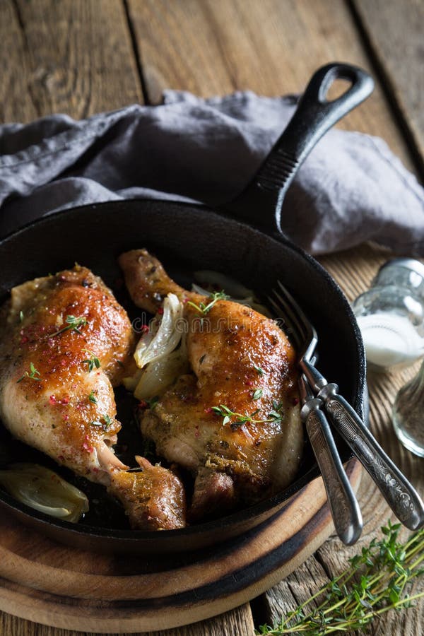 Fried Chicken Legs in a Pan Stock Photo - Image of rustic, crisp: 134927686