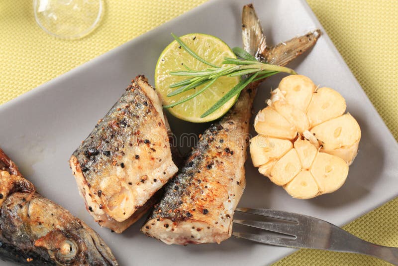 Pan fried mackerel stock photo. Image of food, dish, seasoned 24840114