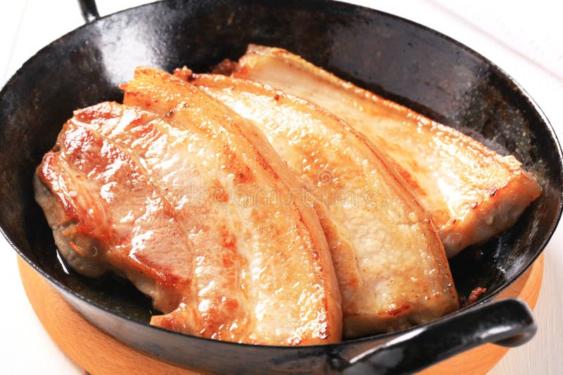 Pan fried pork belly stock photo. Image of barbecue, lunch 25854878