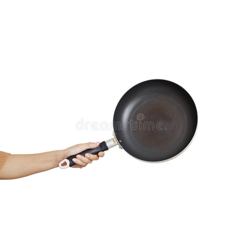 Hand Holding a Frying Pan on an Isolated White Background Stock Image ...