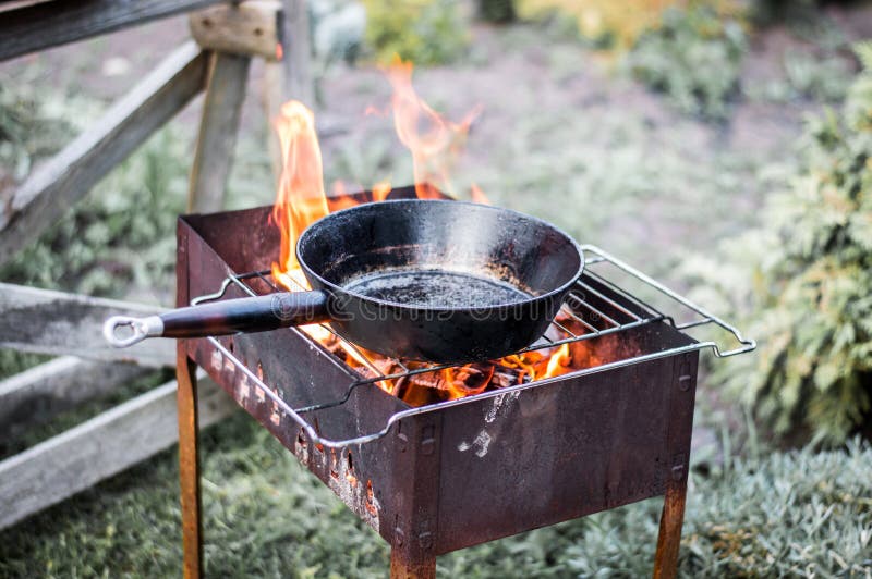Pan and grill stock photo. Image of frying, skillet, grill 78669874