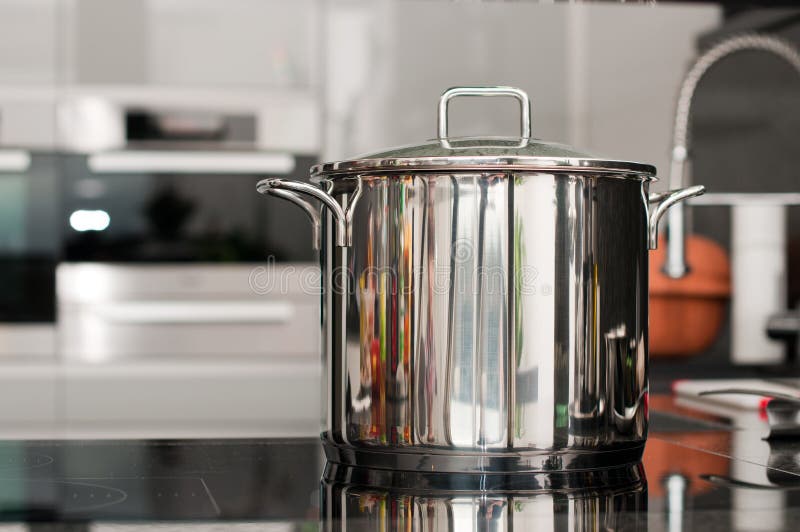 Pan in the kitchen stock photo