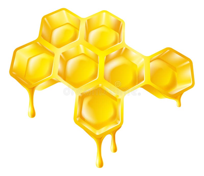 Illustration of bees honeycomb with honey dripping off it. Illustration of bees honeycomb with honey dripping off it
