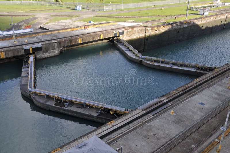 Panama Canal Lock Gates stock photo. Image of panama 46755444