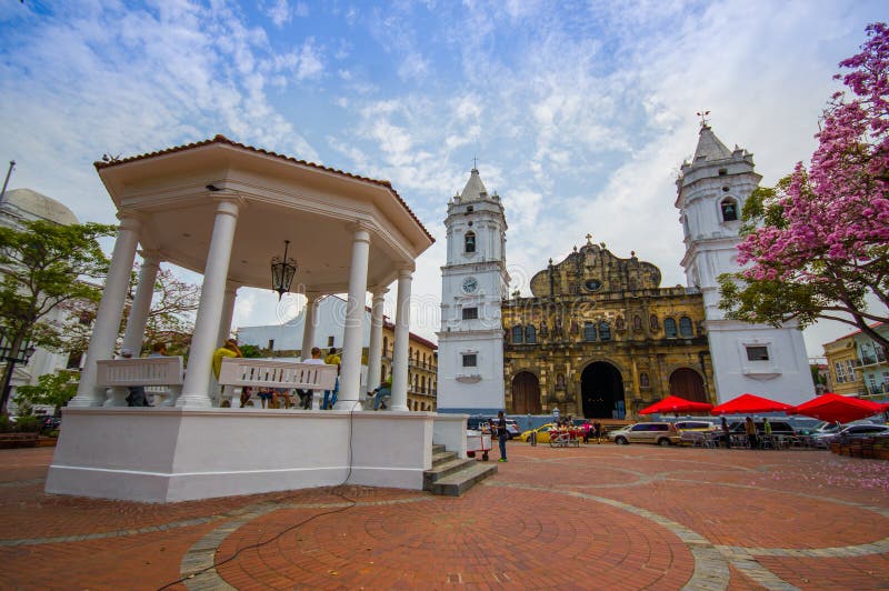 Panama domkyrka, Sal Felipe Old Quarter, UNESCO arkivfoto Panama domkyrka, Sal Felipe Old Quarter, UNESCO arkivfoto